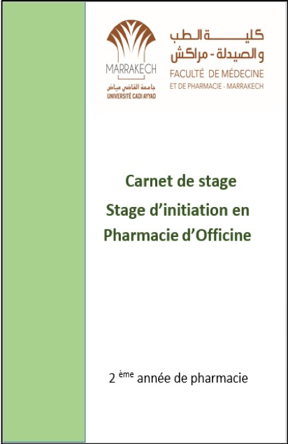 Couverture — Carnet de Stage : Initiation en Pharmacie d'Officine (2ème année)