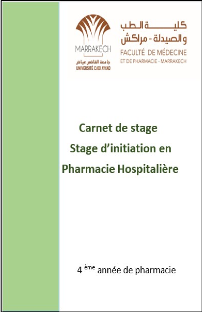 Couverture — Carnet de Stage : Initiation en Pharmacie Hospitalière (4ème année)