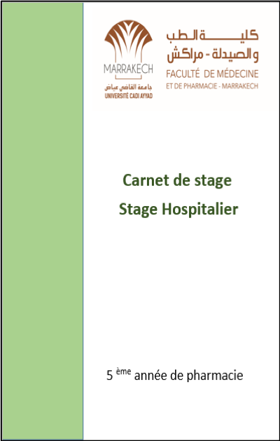 Couverture — Carnet de Stage : Stage Hospitalier (5ème année Pharmacie)