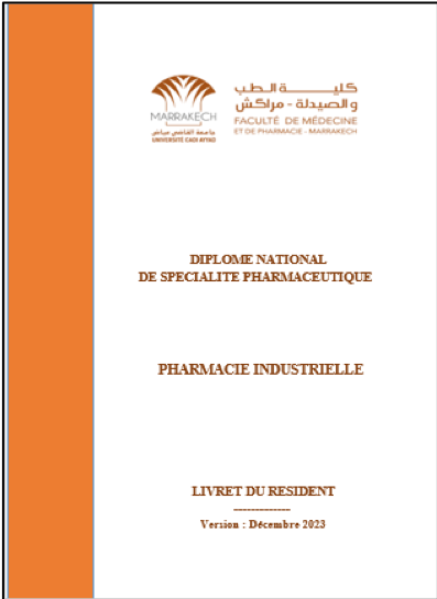 Couverture — Diplôme National de Spécialité — Pharmacie Industrielle (Guide du Résident)